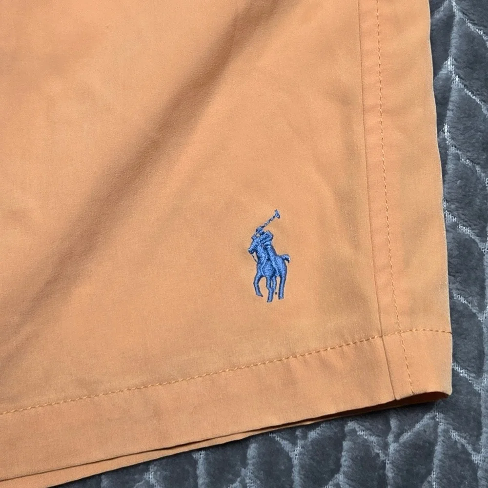 Polo Ralph Lauren Mens Orange Peach Swim Trunks Blue Pony Logo Mesh Lined 2XB 40